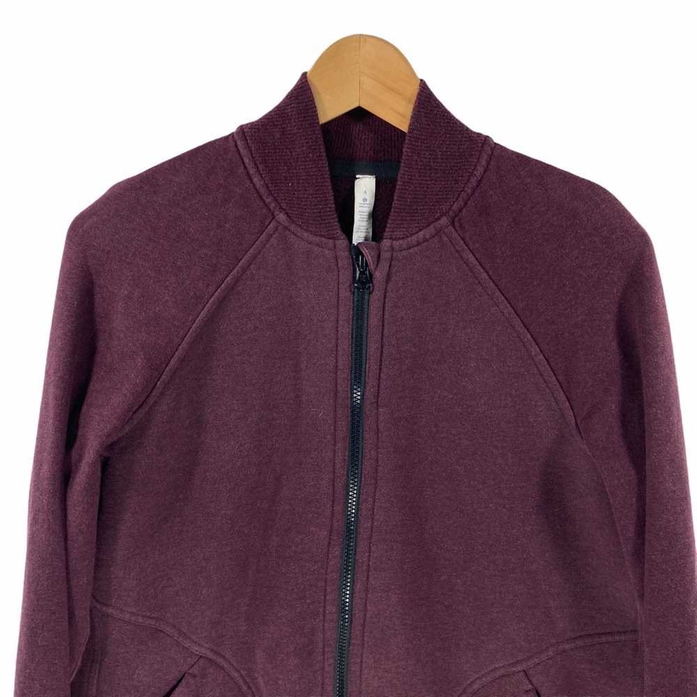 Lululemon Pleat To Street Bomber Jacket Burgundy 4 Coat Sweatshirt Full Zip - Picture 3 of 16